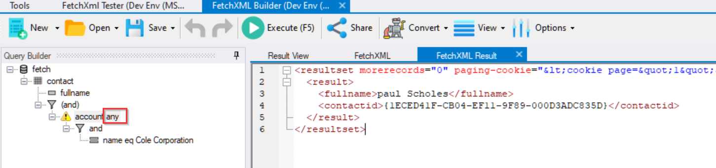 FetchXml Builder