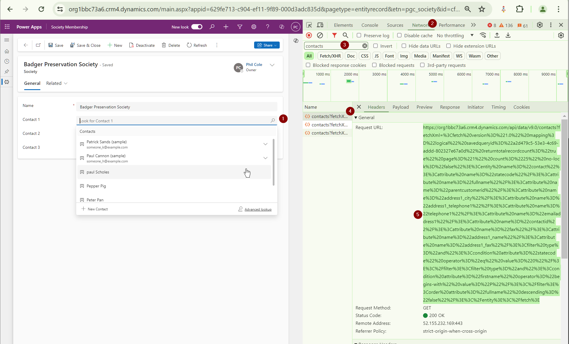 Chrome network debugger