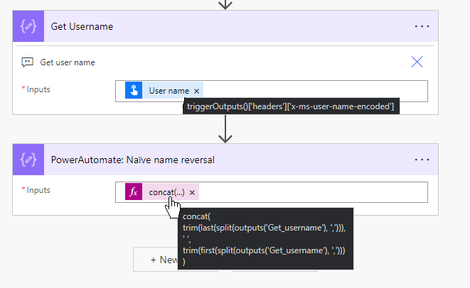 ReverseName via Power Automate Flow run - Power Automate